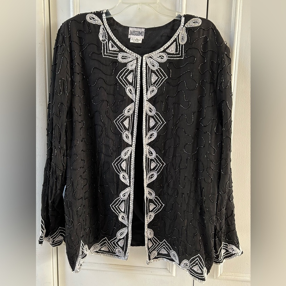 Jaisgumo Formal Beaded Jacket. Shell: 100% Pure Silk. Lining: 100% Polyester